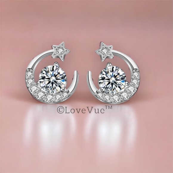 Certified 1ct. t.w. Diamond Moon and Star Earrings - Picture 4 of 13